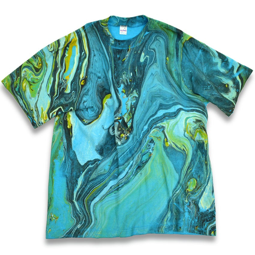 90's Deadstock TRINIDAD & TOBAGO Drip-Dyed T-Shirt... XL