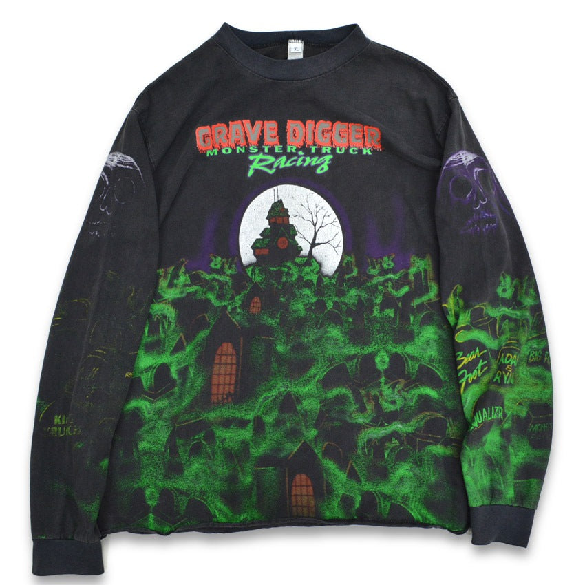 90's GRAVE DIGGER Monster Truck Hot Rod Long-Sleeve T-Shirt... XL