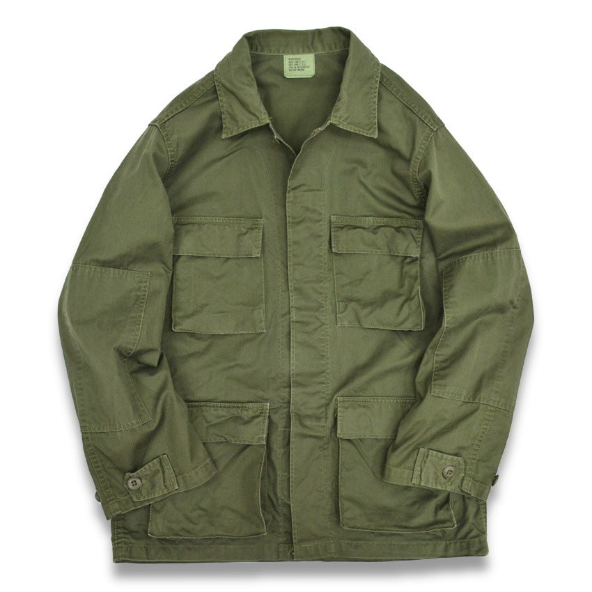 80's- FRONTLINE Civilian All-Cotton BDU Jacket OD ... MR