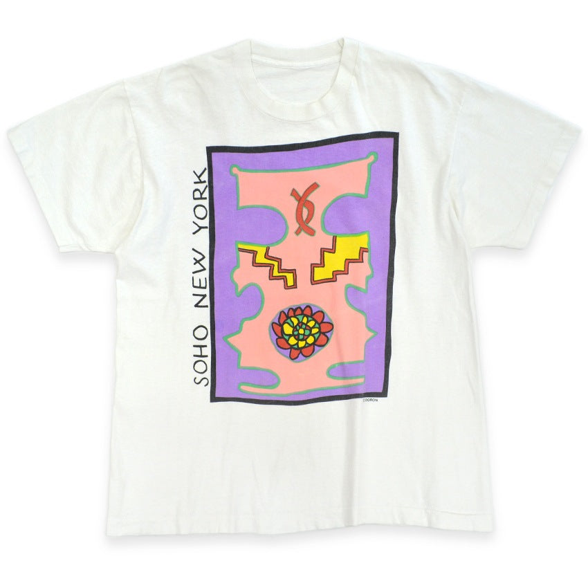~90's SOHO NEW YORK Large Size Modern Art T-Shirt... about XL