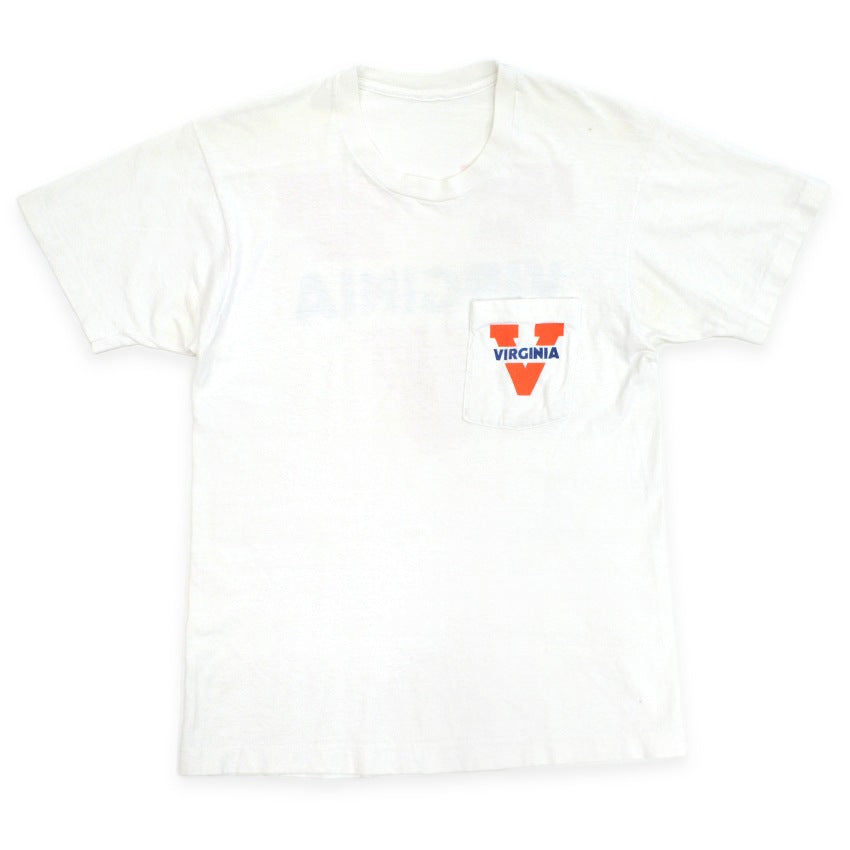 80s-era University of Virginia logo print pocket T-shirt...
