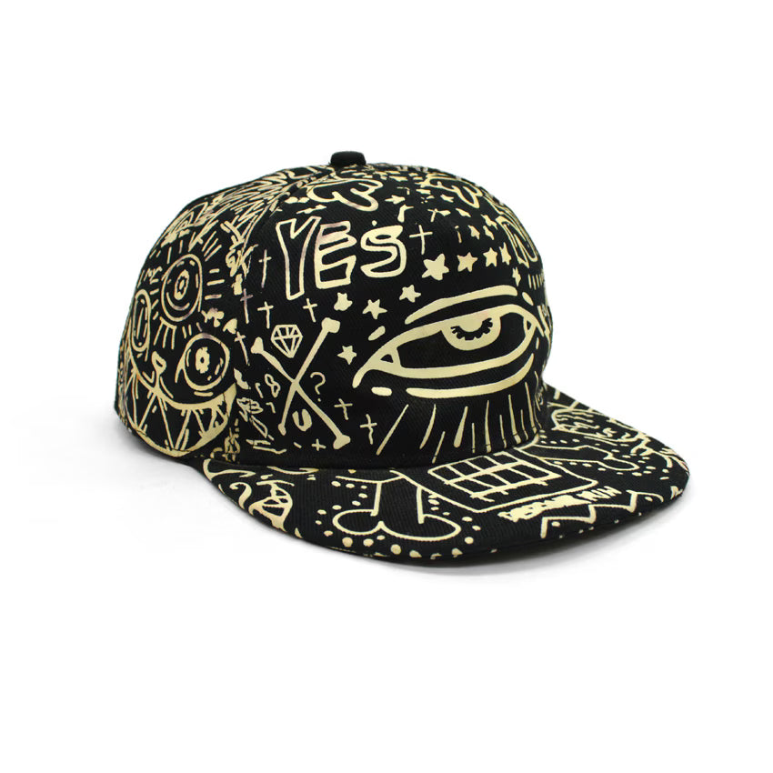 90's- YES NO EYE ART Glow-in-the-Dark Print Cap...