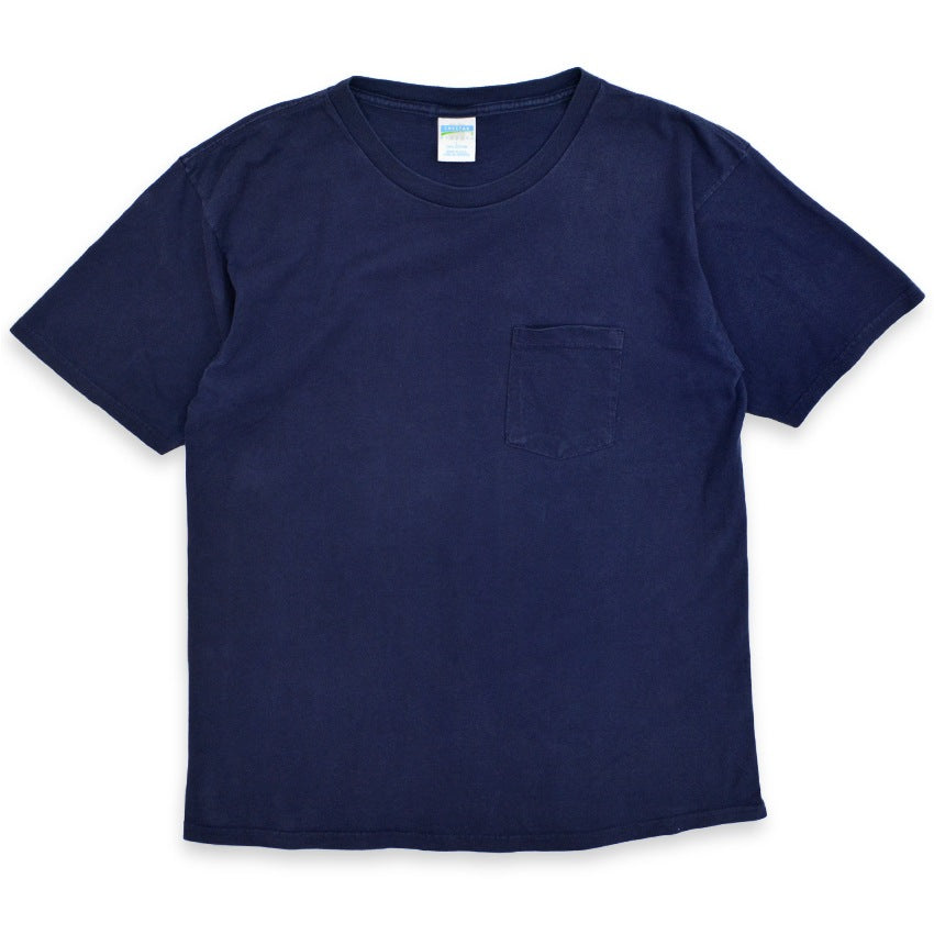 90's~ CHEETAH NAVY ONE POKET T-SHIRT... L