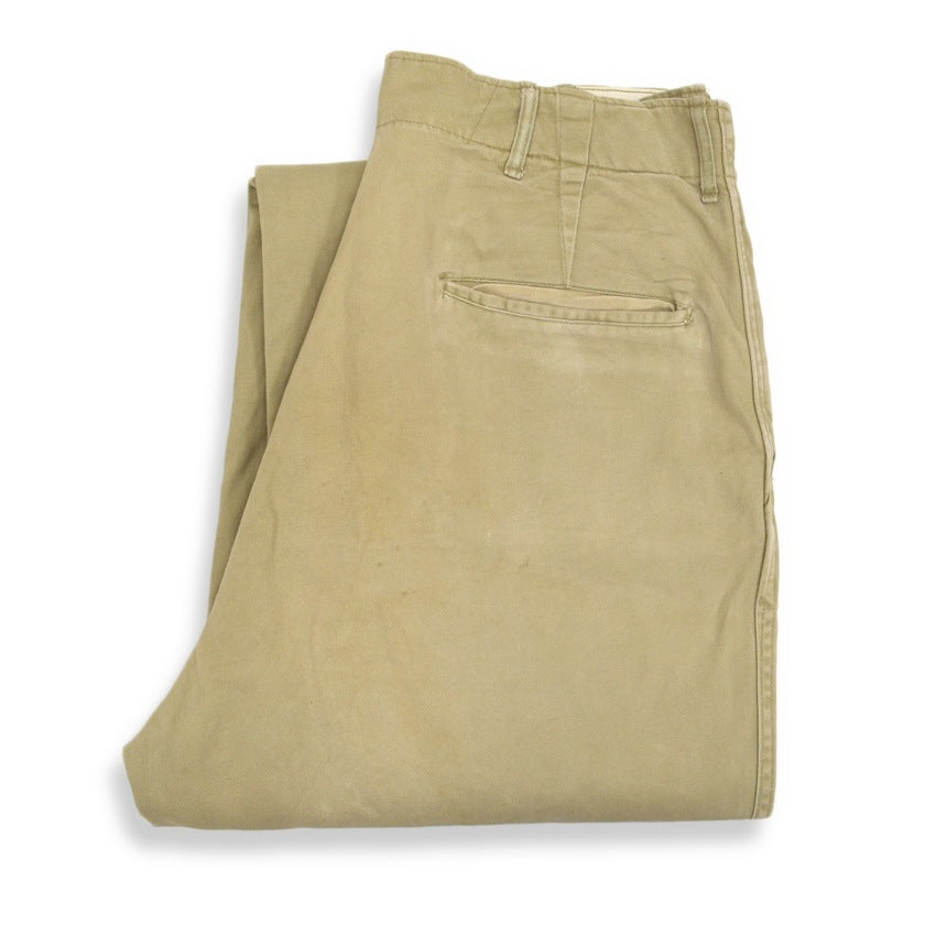 40's U.SARMY 1945 TROUSERS COTTON KAHKI CHINO... W31 L31