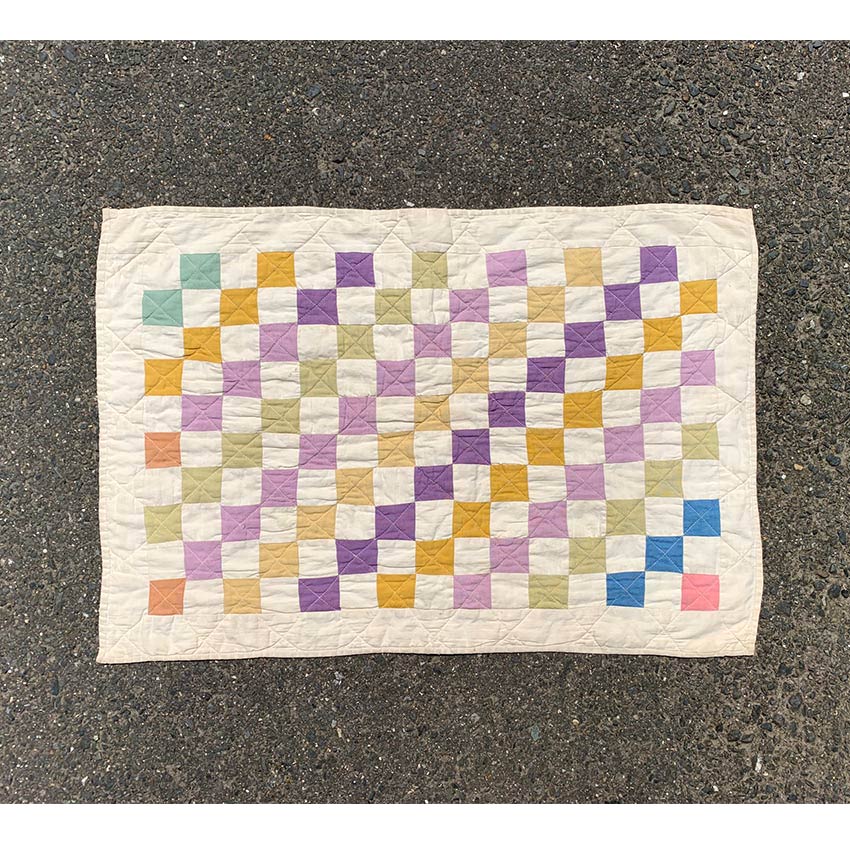 Old Handmade Patchwork Quilt Multi Color...59cm×40.5cm