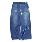 ~60's USNAVY DUNGAREES BLEACHED INDIGO DENIM TROUSERS...