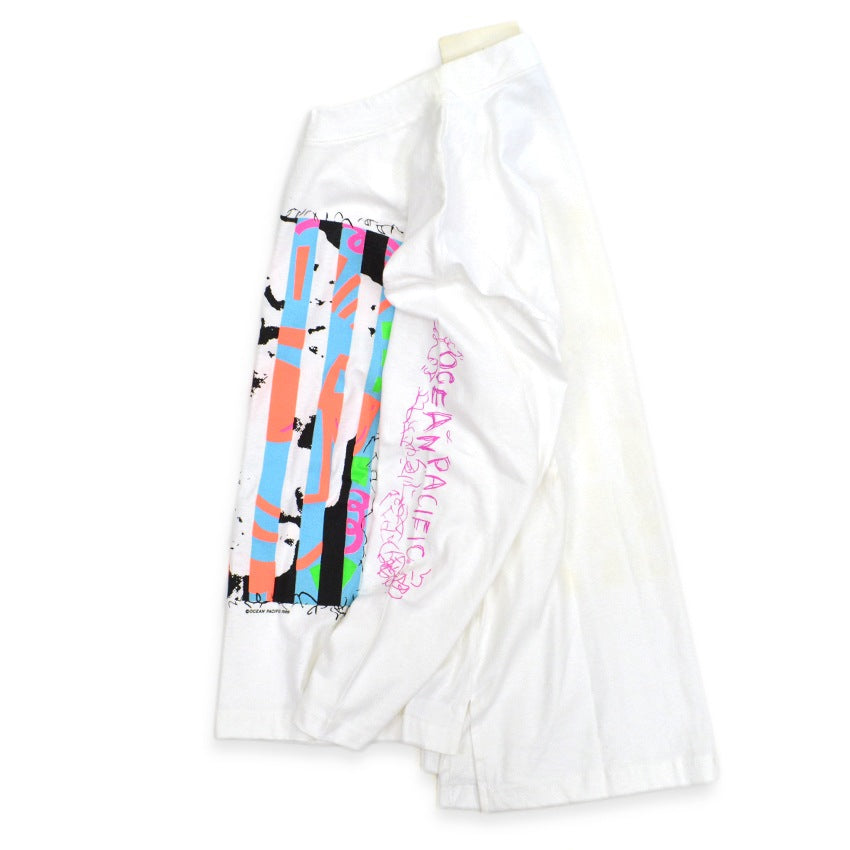 80's Deadstock OCEAN PACIFIC GRAPHIC DROPTAIL TEE...M