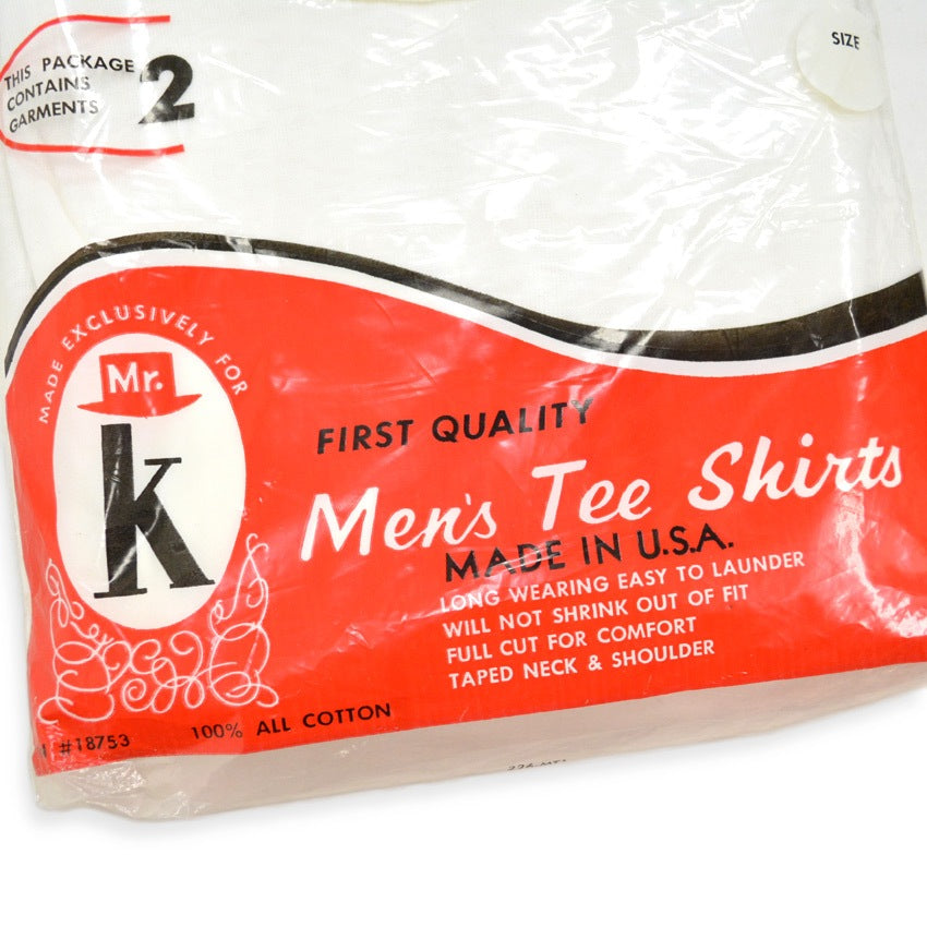 70's~ Deadstock Mr.K WASH-N-WEAR 2 PACK T-SHIRTS... L