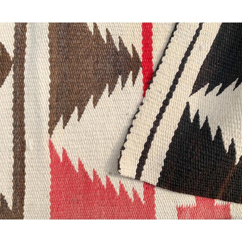 Circa 1940's Navajo Rug Cross Black and Brown Side...
