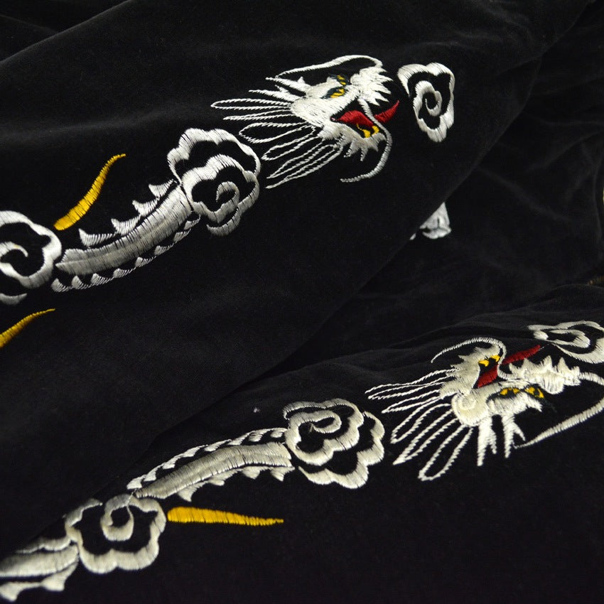 1950s THULE GREENLAND SOUVENIR JACKET (Sukajan, black velvet)...