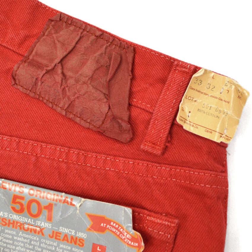 1980's Deadstock Levi's 501 Red dyed Denim pants... W32 L32