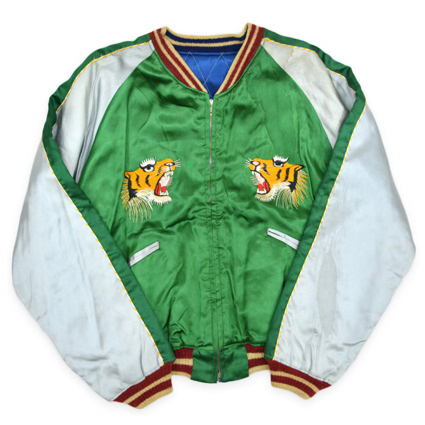 1950s JAPAN SOUVENIR JACKET (Sukajan) with Tiger Face and TTS Zipper...
