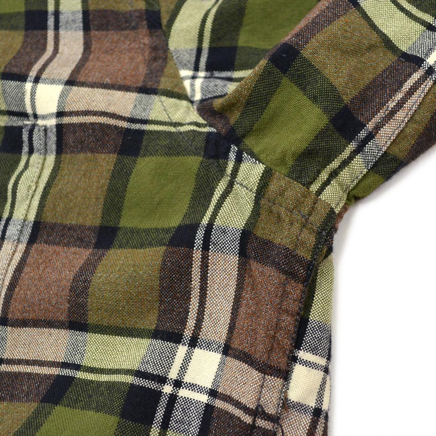 ~1960's Needles California GREEN & BLACK PLAID RAYON SHIRT...L