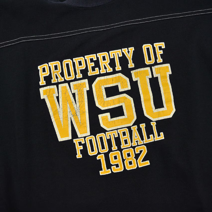 1980's ARTEX BLACK & DARK NAVY WSU FOOTBALL SHIRT ... XL