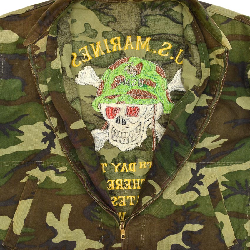 ~1970's USMC VIETNAM WAR SKULL EMBROIDERY TOUR JACKET...