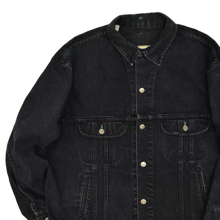 1980s Lee RIDER BLACK DENIM BIG SIZE with oversized patch... XL