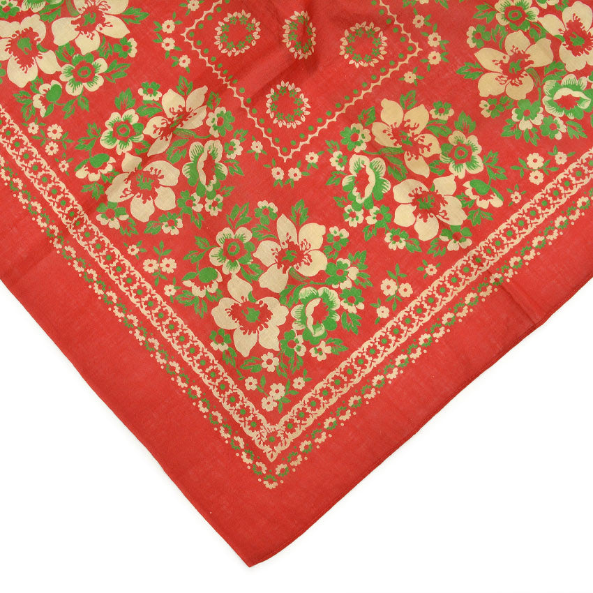 1920's~ DEADSTOCK FLORAL TURKEY RED BANDANA...