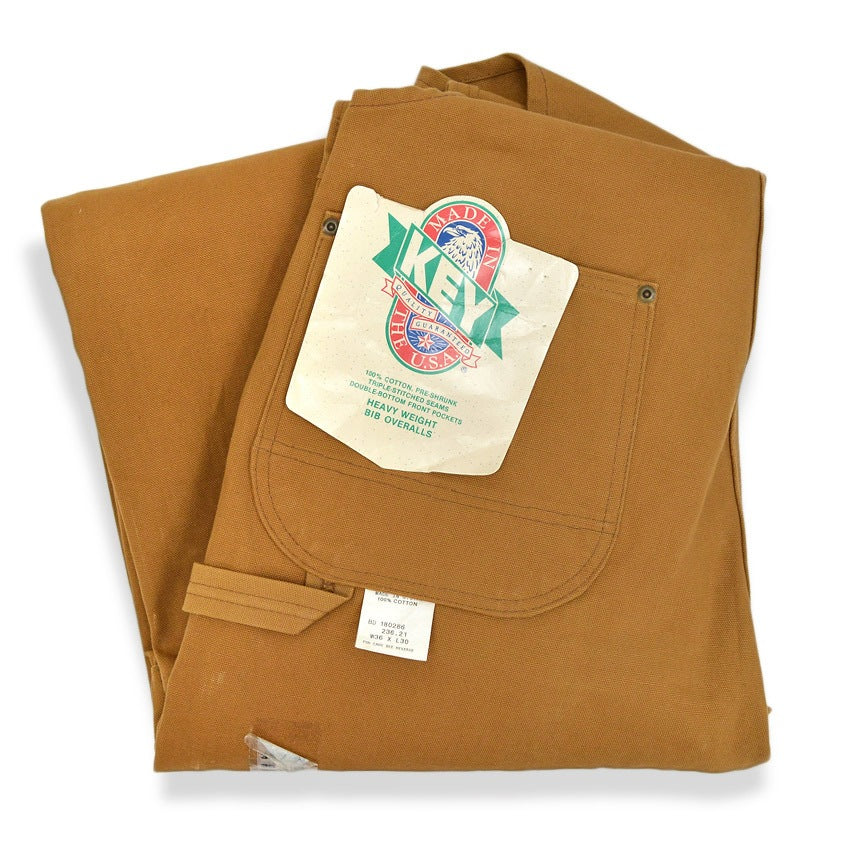 1990's DEADSTOCK KEY BROWN DUCK DOUBLE KNEE OVERALL... W36 L30