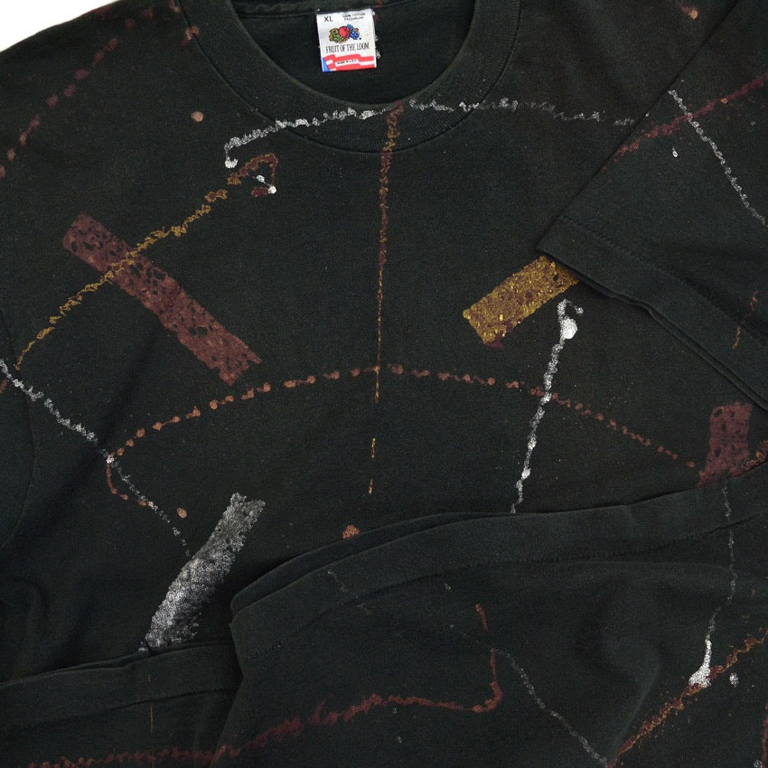 1990's FRUIT OF THE LOOM ABSTRACT PAINT T-SHIRT ... XL
