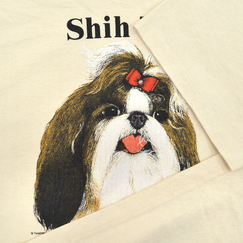 1980's~ SR Shih Tzu DOG PRINT T-SHIRT...XL