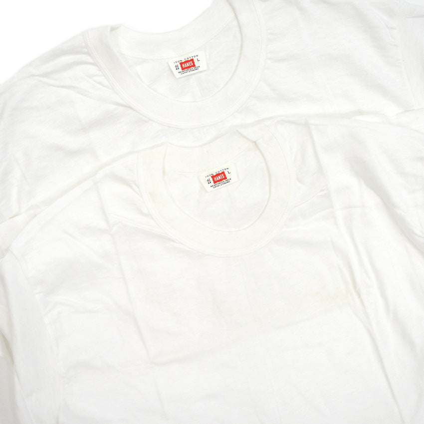 〜1960's DEADSTOCK HANES PLAIN T-SHIRTS 2枚セット ... L
