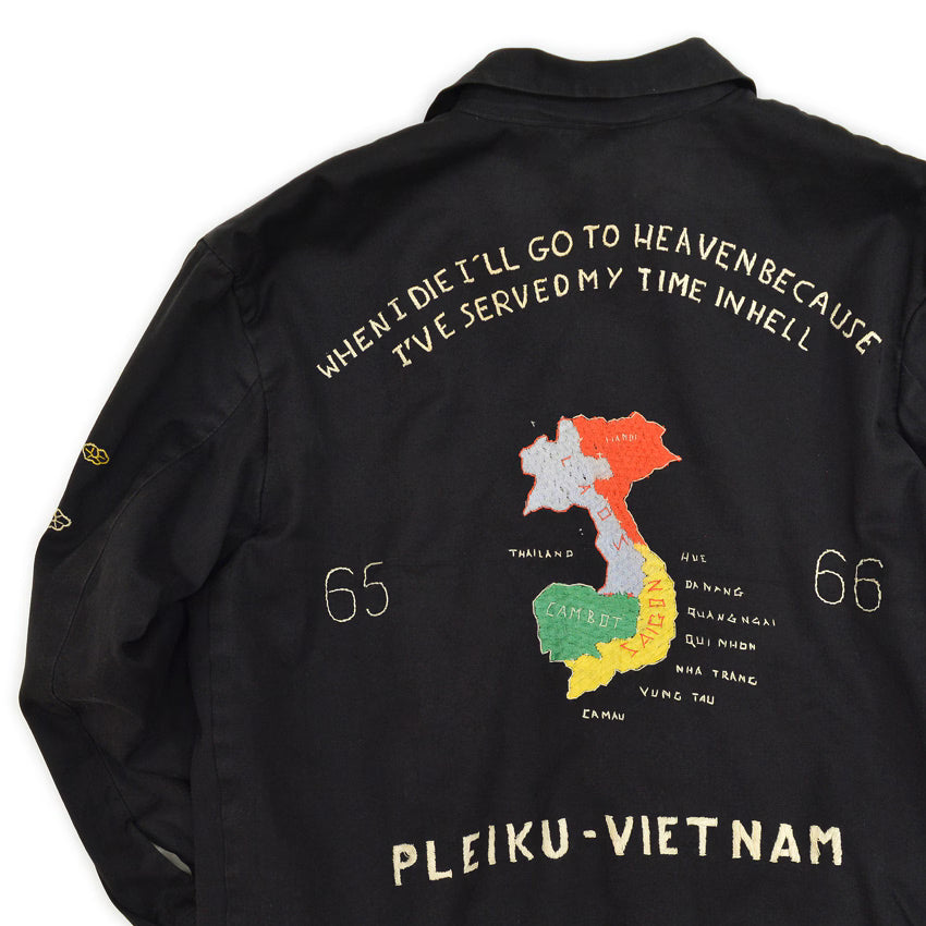 1960s VIETNAM SOUVENIR JACKET (Vietnamese style jacket) 65-66 with embroidered name...