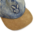 1980's PLAYBOY CHEMICAL WASH DENIM & LEATHER CAP ... FITS ALL