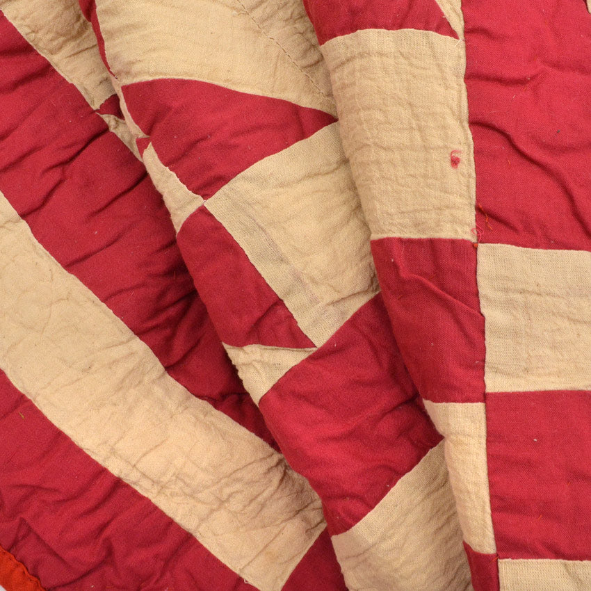 OLD PATCHWORK DOUBLE SAWTOOTH STAR QUILT...88cm×130cm
