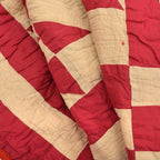 OLD PATCHWORK DOUBLE SAWTOOTH STAR QUILT...88cm×130cm