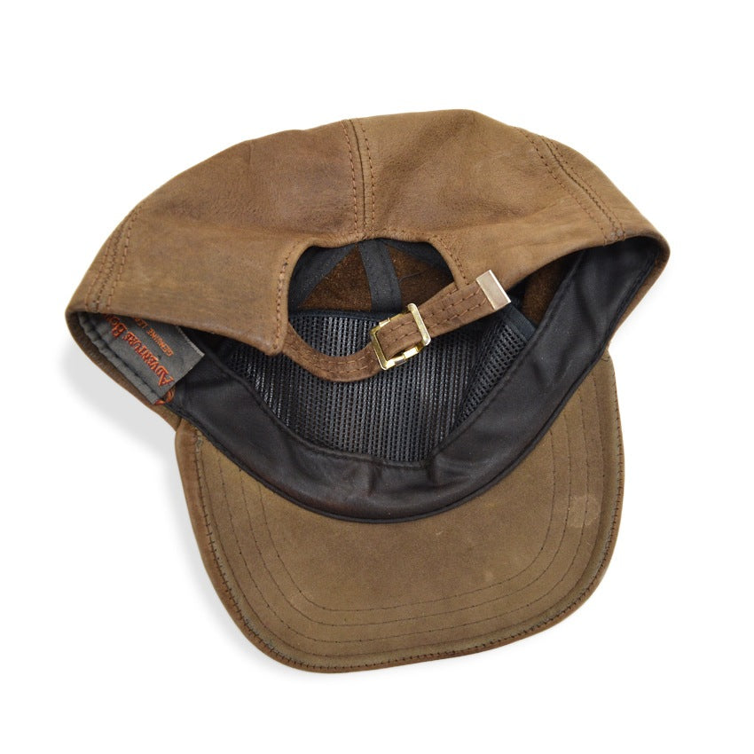 1980's ADVENTURE BOUND BROWN LEATHER CAP...