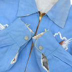 1960's VIETNAM ERA JAPAN SOUVENIR JACKET LIGHT BLUE Dragon Hawk Tiger ... M