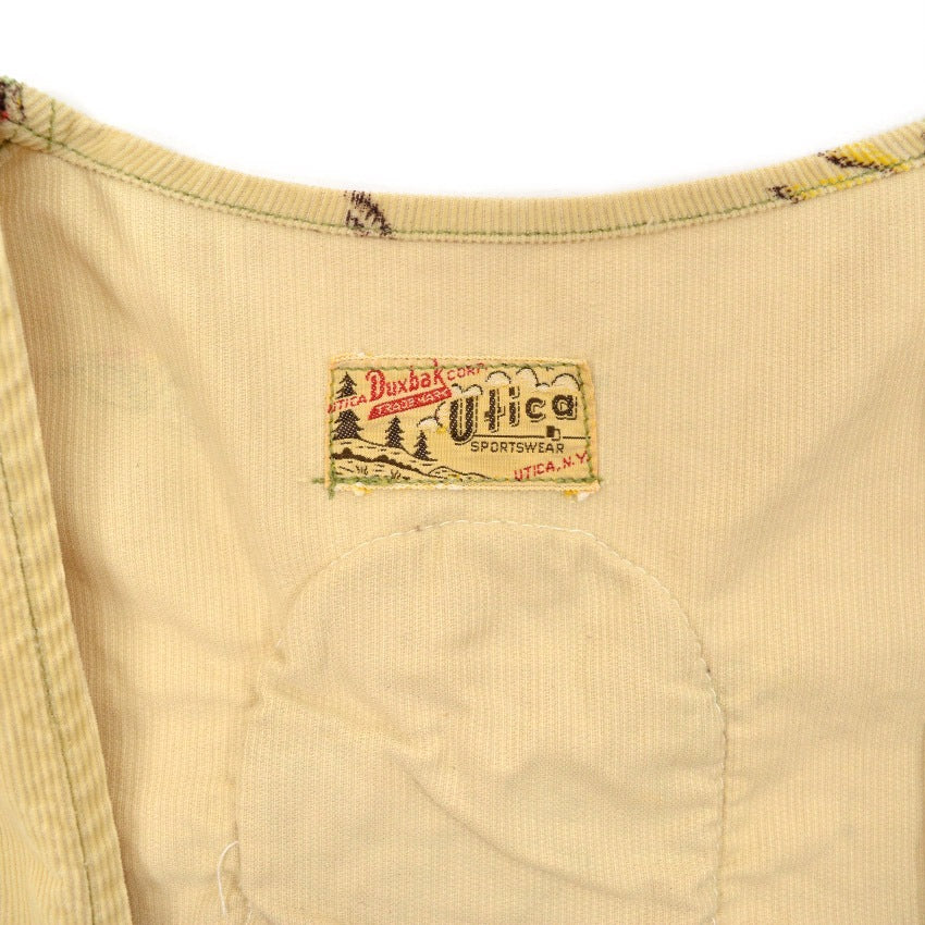 ~1950's UTICA Duxbak ROD AND GUN CLUB PRINT CORDUROY VEST... Fits like S
