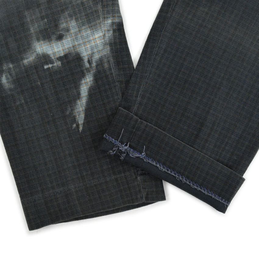 1960's PLAID HIDDEN IN BLACK PIQUE TAPERED PANTS 2... W31 L30