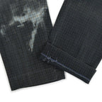 1960's PLAID HIDDEN IN BLACK PIQUE TAPERED PANTS 2... W31 L30