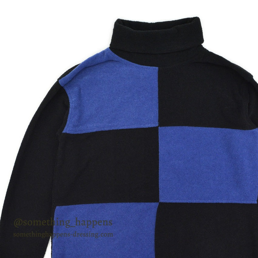 1990's MOVING BLUE FLEECE TURTLE NECK PANEL FRONT ...