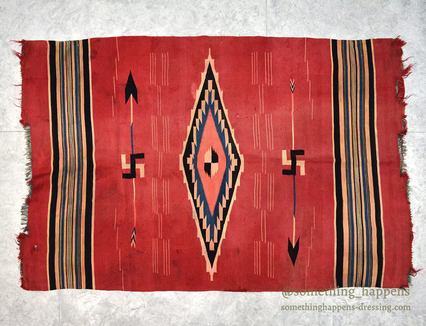 c.1920's CHIMAYO RUG WITH SWASTIKA AND RED BACKGROUND ... 172cm×111cm