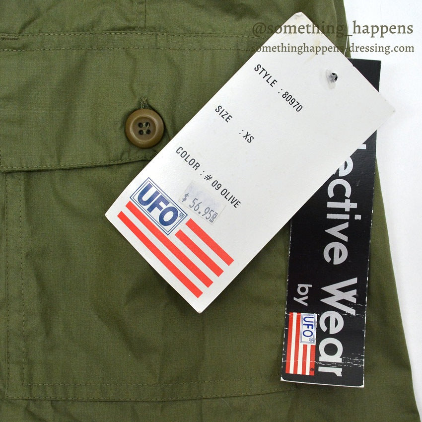 1990's~ DEADSTOCK UFO REFLECTIVE WEAR WIDE PANTS OLIVE...XS
