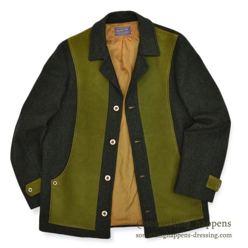 1950's~ PENDLETON UNUSUAL FOREST GREEN WOOL JACKET ... Fits like 36