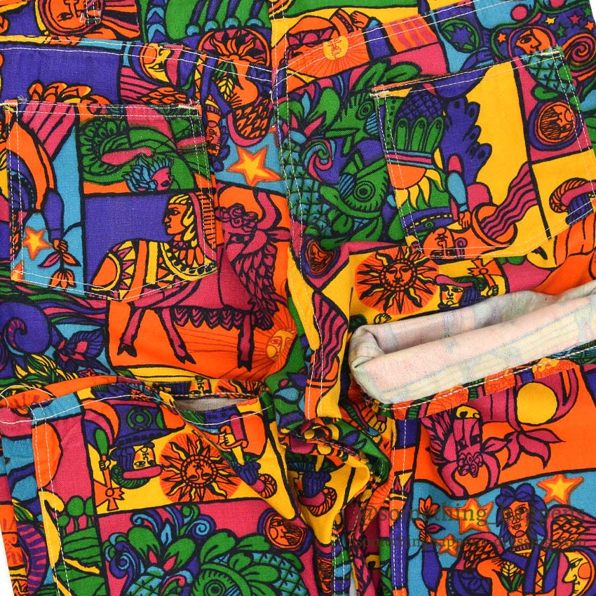 1960's~ CARHARTT CRAZY ZODIAC PATTERN PANTS...W35 L31