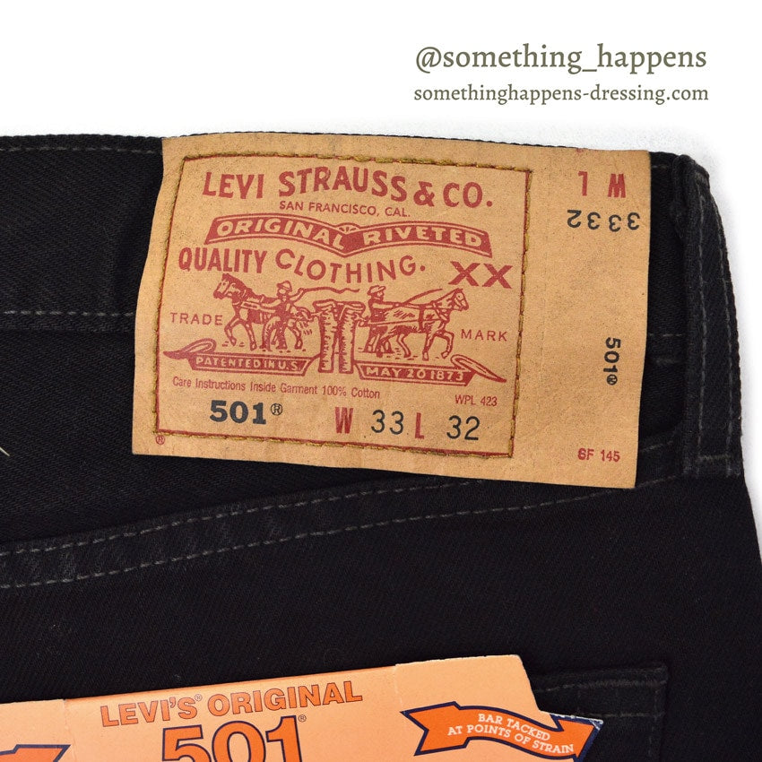 DEADSTOCK Levi's 501 BLACK DENIM PANTS Made in COLOMBIA... W33 L32