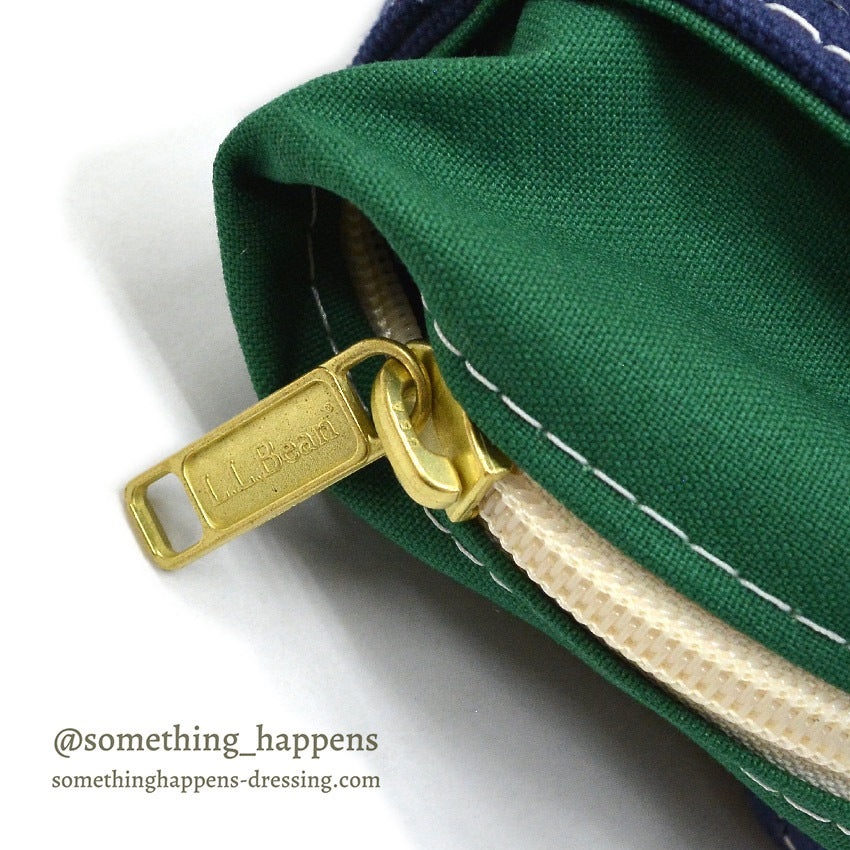 DEADSTOCK LLBEAN BOAT AND TOTE ZIP-TOP NAVY & GREEN... SMALL