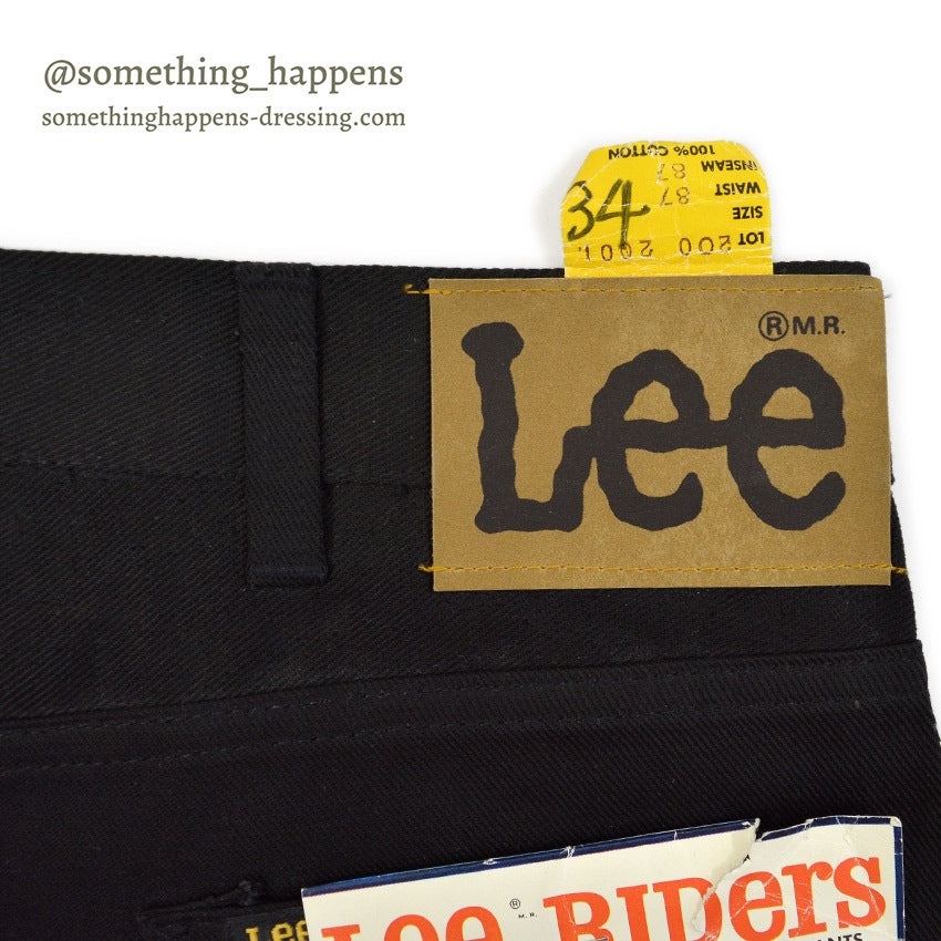 1970's~ DEADSTOCK Lee RIDERS 200 BLACK COTTON TWILL PANTS... W34/L34