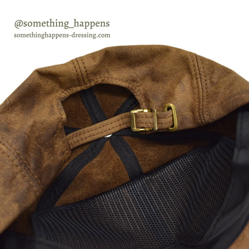 1980's ADVENTURE BOUND BROWN LEATHER CAP...