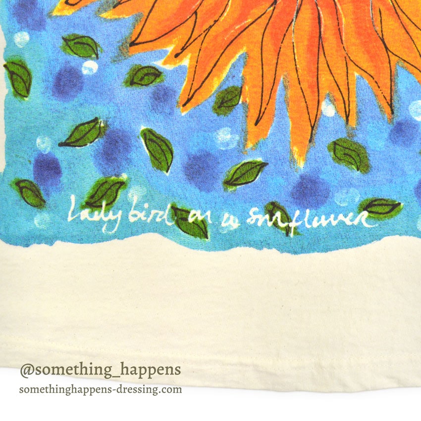 1990's ...IN COTTON SUNFLOWER ART BIG PRINT T-SHIRT ... L/XL