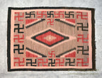 c.1930's NAVAJO RUG WHIRLING LOGS SWASTIKA... 155cm/110cm
