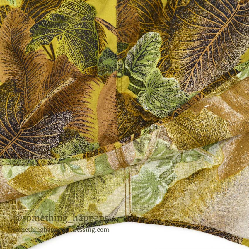 1980's BANANA REPUBLIC SAFARI & TRAVEL LEAF PRINT S/S SHIRT ... S