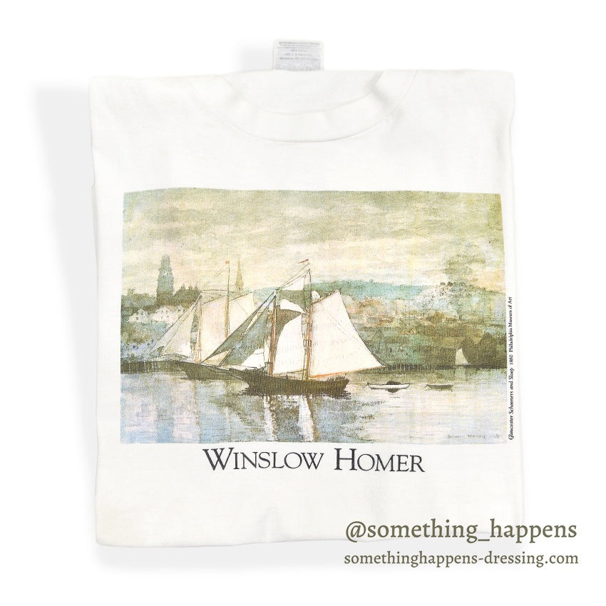 1990's WILDWOOD PRODUCTIONS ウィンスロー ホーマー ART PRINT T-SHIRT ... XL