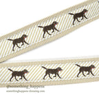 1990's~ LLBEAN DOG PRINT D-RING BELT...L/XL