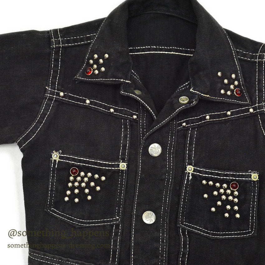 1950's WESTERN TWO POCKETS BLACK DENIM JACKET FOR KIDS...