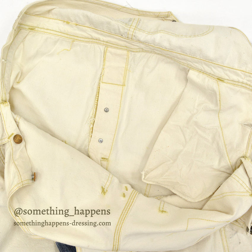 1950s Lee off-white double knee and apron overalls... W39/L28